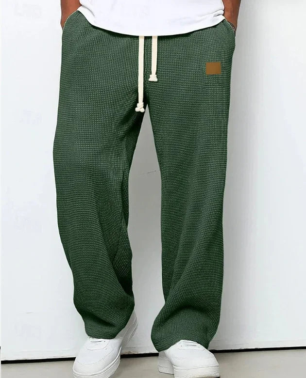 Waffle Straight Leg Pants Men's Summer New Style Wide Leg Pants Men's Youth Summer Casual Pants