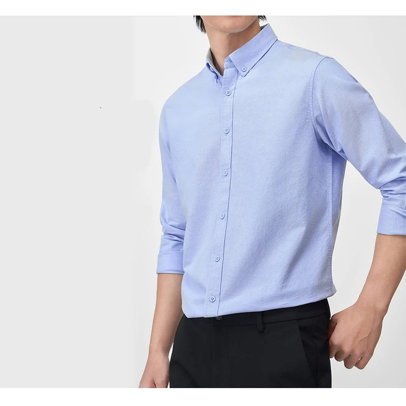 New 100% Pure Cotton Striped Shirt For Men's Long Sleeve Casual Regular Fit Soft Comfortable Business Social Shirts Men Clothing