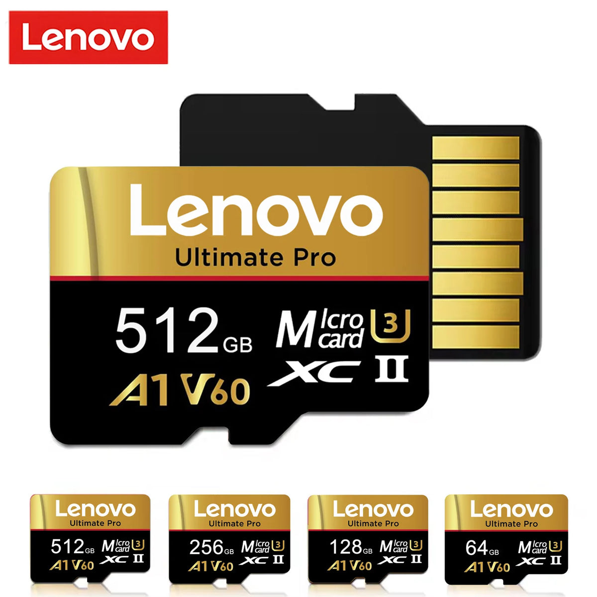 Lenovo Original Class 10 UHS-II Micro SD Card 1TB High Speed A1 V60 Stable Performance TF Flash Cards for Phone Camera Drone