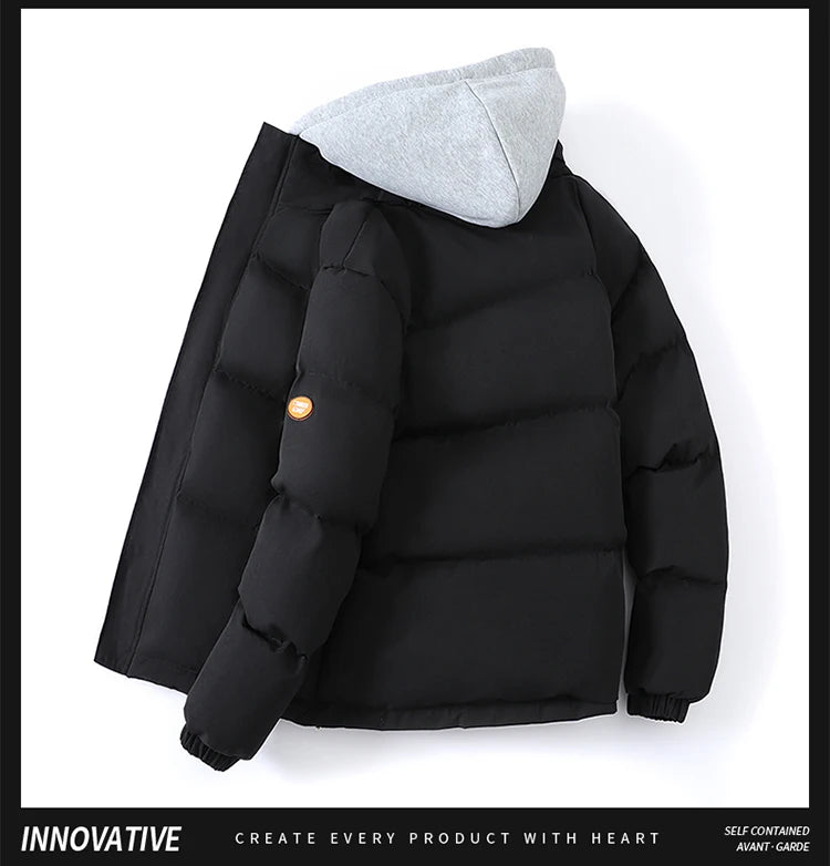 Outdoor Warm Snow Men's Long Coat Parkas Clothes New Fake Two-piece Cotton Jacket Men's Puffer Parka Winter Hooded Jacket