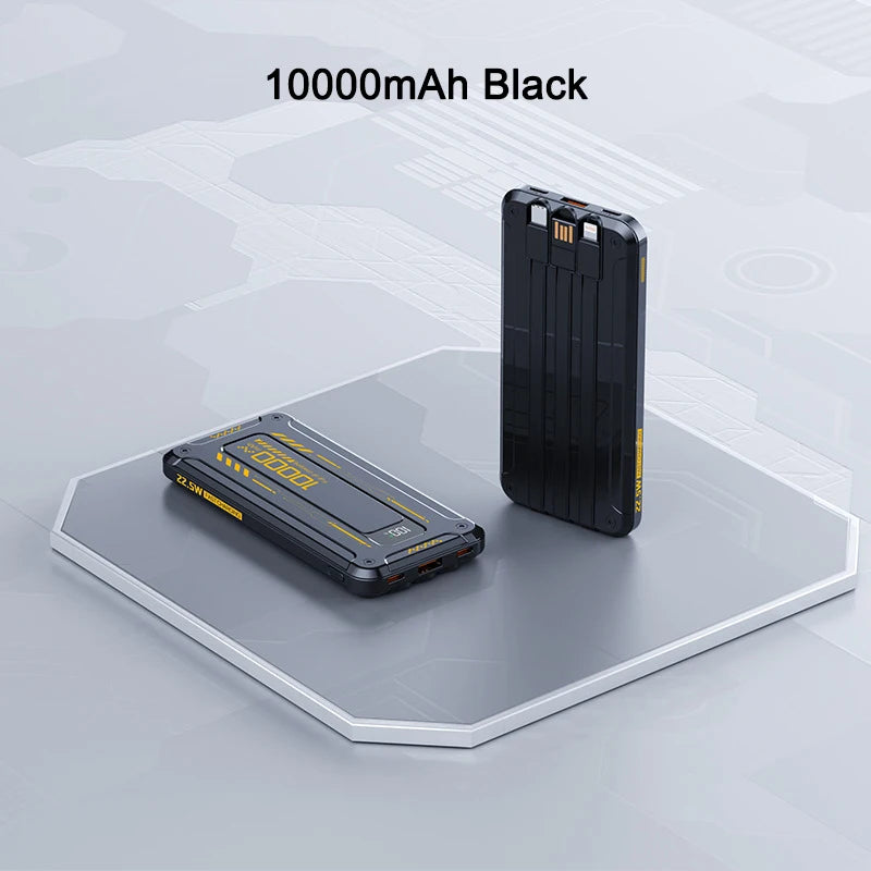 20000mAh Large Capacity Power Bank 22.5W Fast Charging Powerbank With Cables Digital Display Portable External Battery Charger