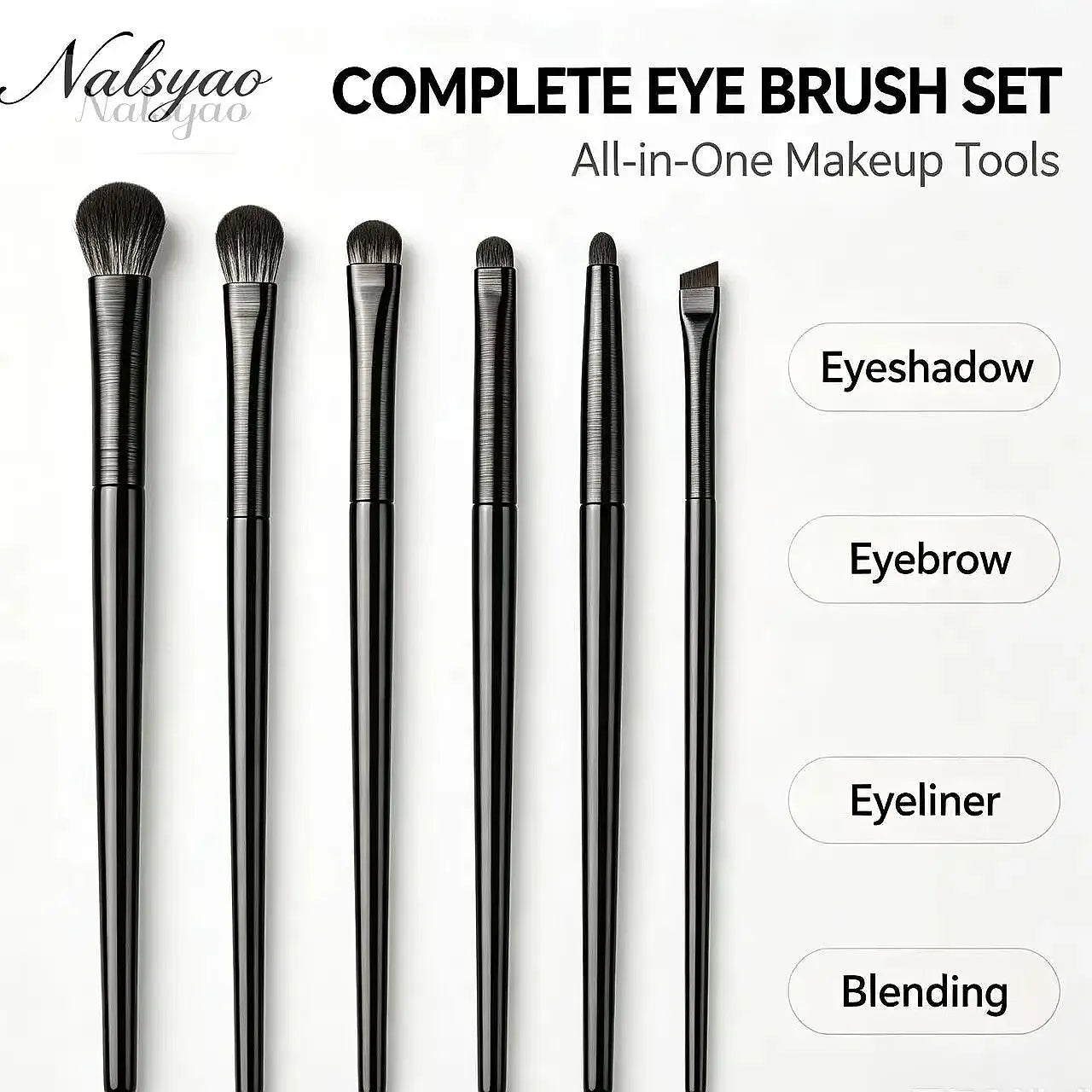 Makeup Brushes Set for Eyes – Natural Eyeshadow, Eyebrow, Contour, Eyeliner & Detail Blending Tools