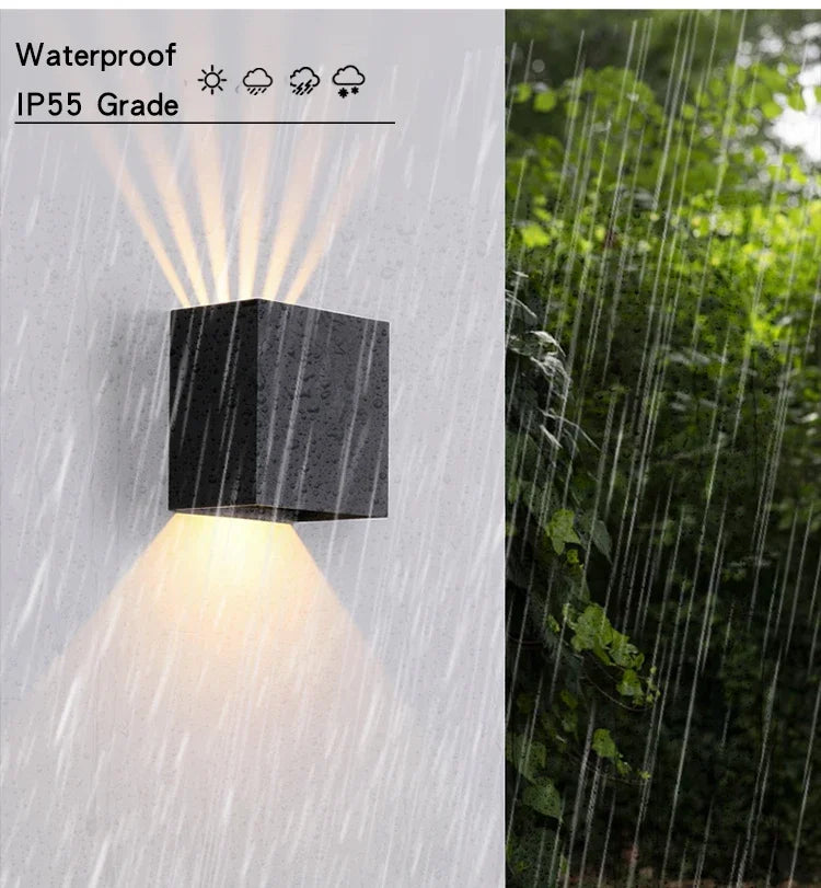 Modern Outdoor Wall Light Decoration Sconces Waterproof Balcony LED Lighting Fixture Black Sqaure Up Down Light Adjustable Angle