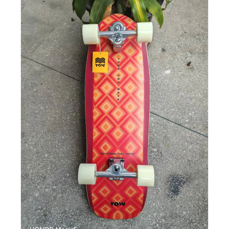 Whole kit YOW land surf skateboard black grids model 32inch has double curvy sides pro good quality