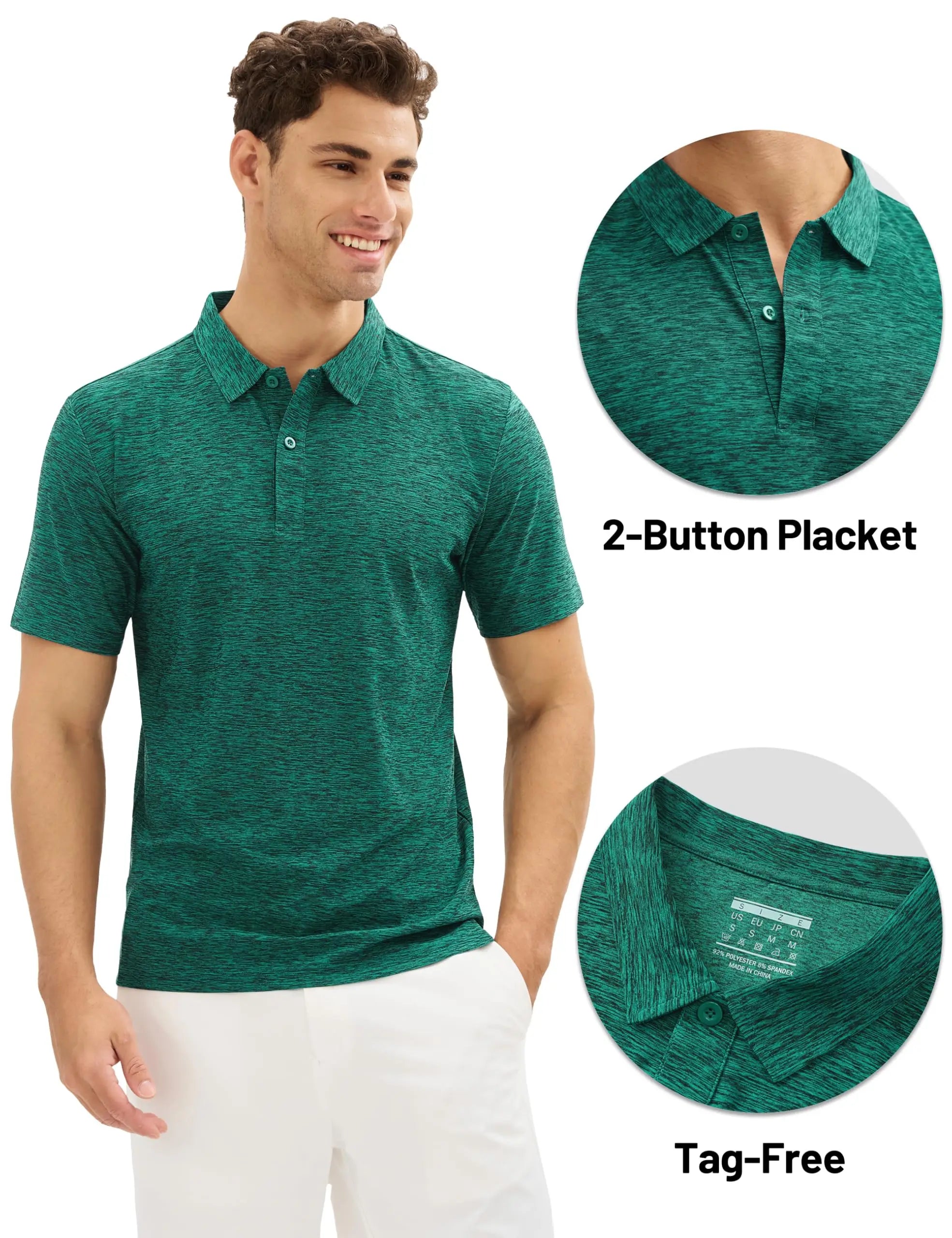 TACVASEN Mens Summer Casual Polo Lightweight Dry Fit Golf Shirts Moisture Wicking Sports Polo Shirt Workout Tees Work Shirts