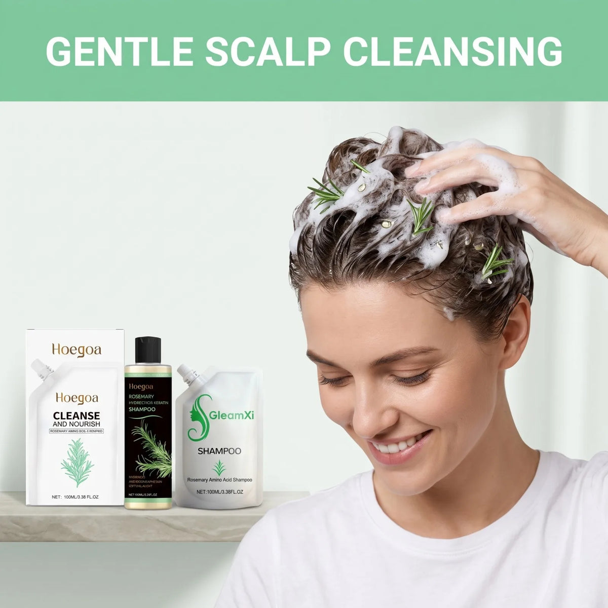 Rosemary Shampoo Anti-Hair Loss Shampoo Deep Scalp Cleansing & Moisturizing Hair Care Set for Dry Damaged Hair Strengthens Roots
