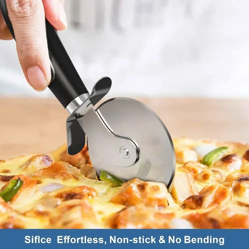 Premium Stainless Steel Kitchen Pizza Cutter Wheel Server Tools Knife Waffle Cookies Cake Bread Dough Slicer Kitchen Gadgets