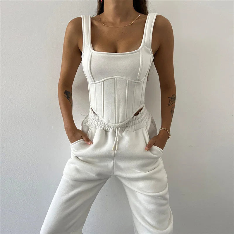 2026 Autumn and Winter New Women's Clothing Hooded Sweater Blouse Suspender Small Vest Waist Trousers Three-piece Women's