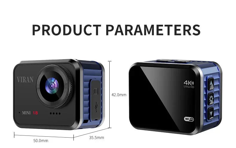 4K 60FPS Ultar HD Mini Action Camera Wifi Remote Control Screen Waterproof DV Sport Camcorder Drive Recorder Wireless Webcam V8