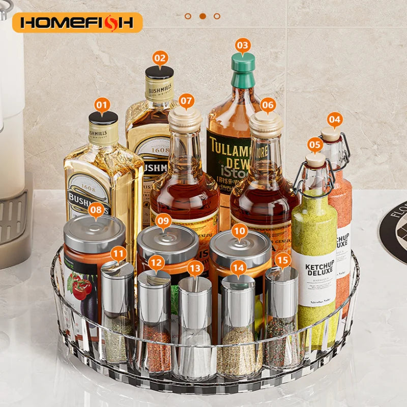 Rotating Countertop Storage Shelf Multi-scene Organizer Stand Kitchen Spice Bottle Holder Bathroom Cosmetic Storage Rack