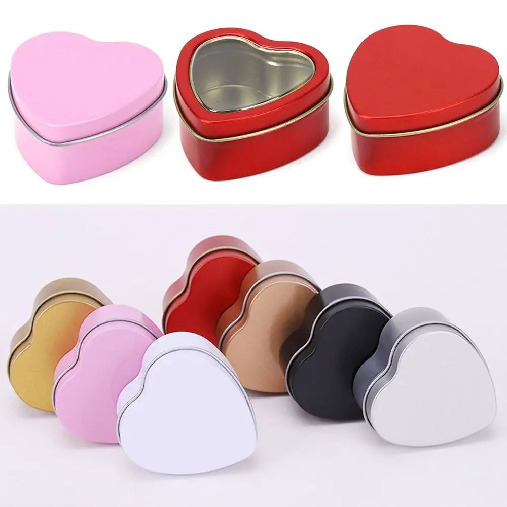 Heart Shape Metal Box Aluminum Tin Jar for Cream Balm Nail Candle Cosmetic Container Refillable Tea Cans Candy Packaging Box 1Pc