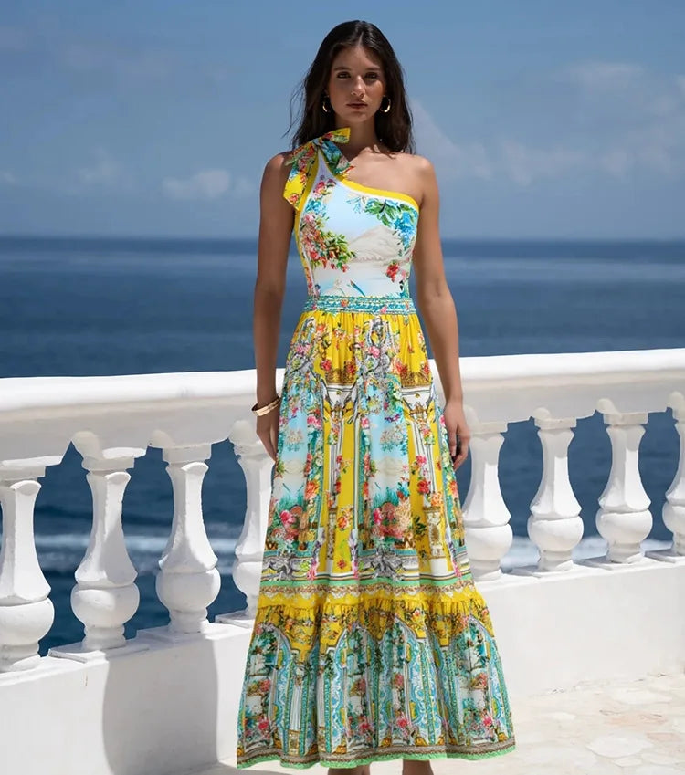 Retro Bikini Printed Fashion Two Piece Swimsuit And Cover Up With Skirt Tight Women's Bandage Summer Beach Luxury Elegant