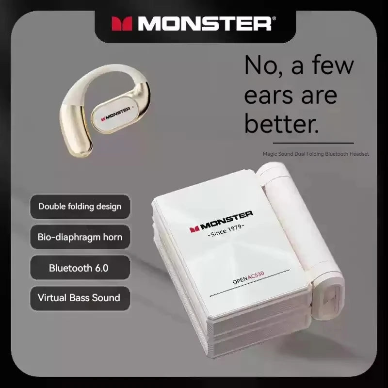 MONSTER AC530 Wireless Bluetooth Earphones Noise-Canceling Wireless Bio-Fiber Dynamic Driver Foldable Music Earphones Gift