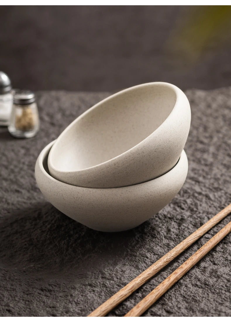 Retro Ceramic Soup Bowl Yogurt Bowl Rice Bowl Oatmeal Bowl Home Use Thick Earthenware Vintage Style Dining Utensils