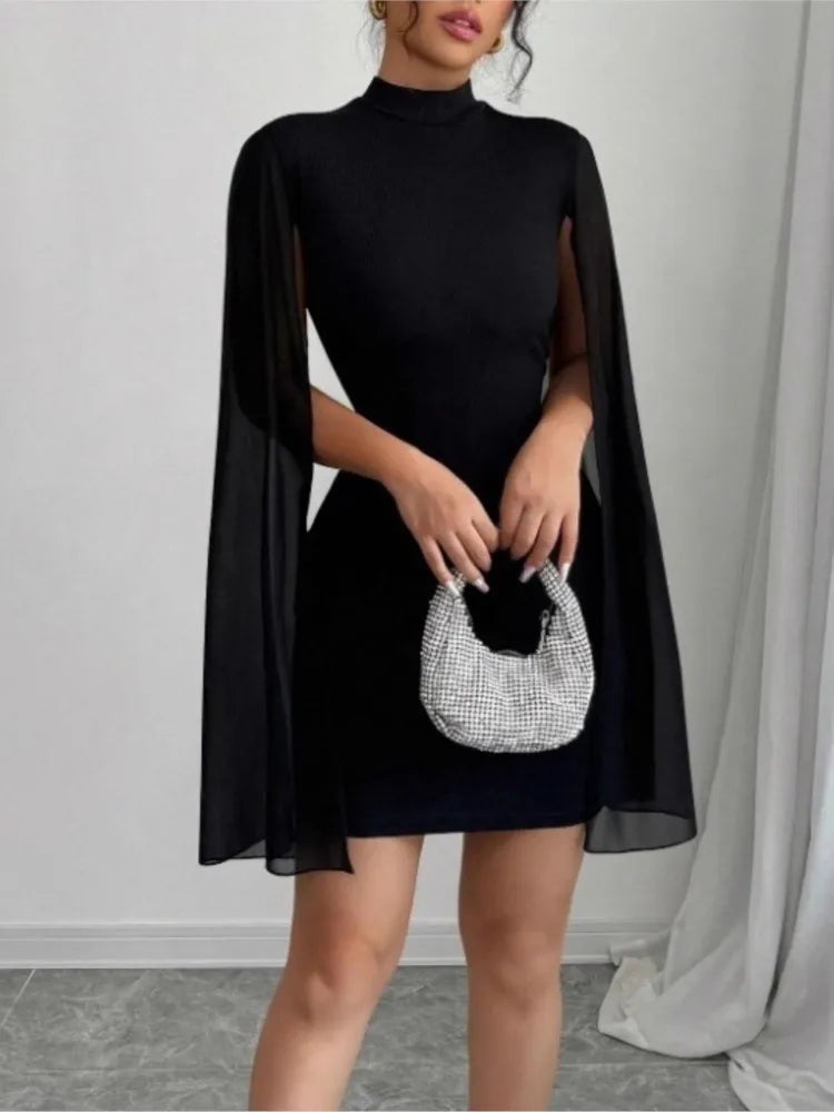 Spring Autumn Fashion Elegant Dress Slim Long Sleeve Women's Party Sexy Mini Slim Robe Solid Color Cocktail Vestidos Nightclub