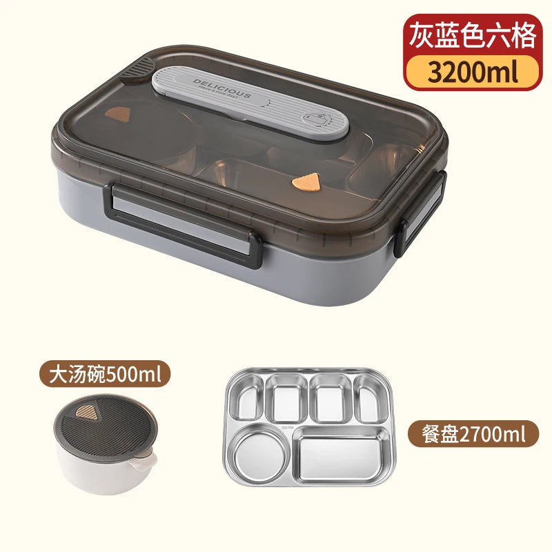 Portable Insulated Stainless Steel Lunch Box for Office Workers And Students Sealed Bento with Microwave Heating Food Container