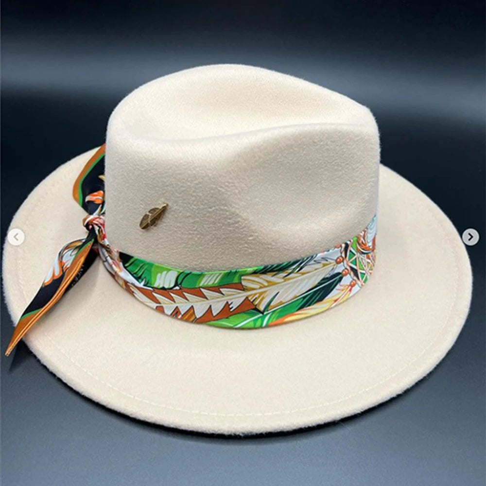 Suede Fedora Painting Felt Hats for Men and Women, Hand Sewn Fedora Adjustable Fall Winter Fashion Party Hats and Gifts