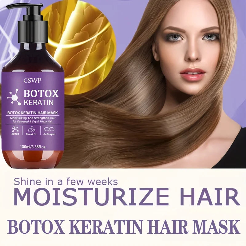GSWP Botox Keratin Hair Mask. Moisturizing and Strengthening Effects for Damaged, Dry Hair, Reduces Frizz, Split Ends. 100/200ML