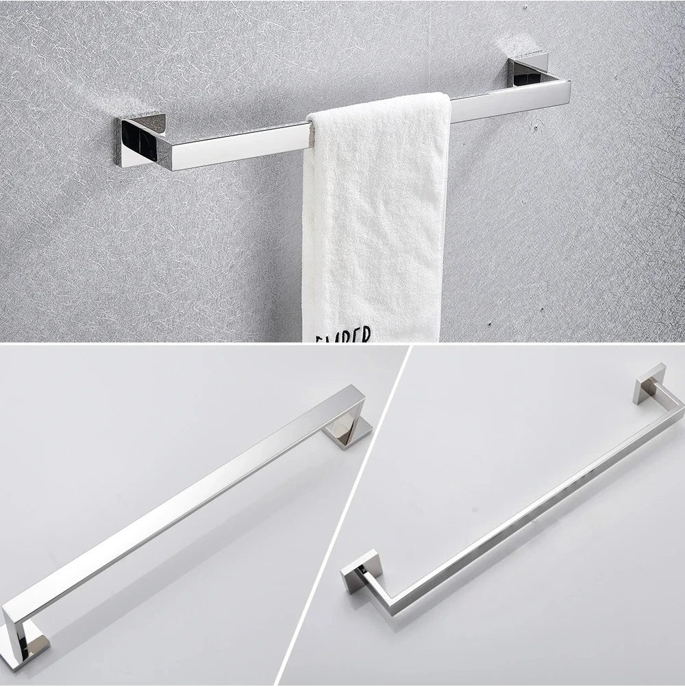 Stainless Steel Chrome Bath Hardware Set toilet accessories Chrome Towel Rack Toilet Paper Holder Towel Bar Bathroom Accessories