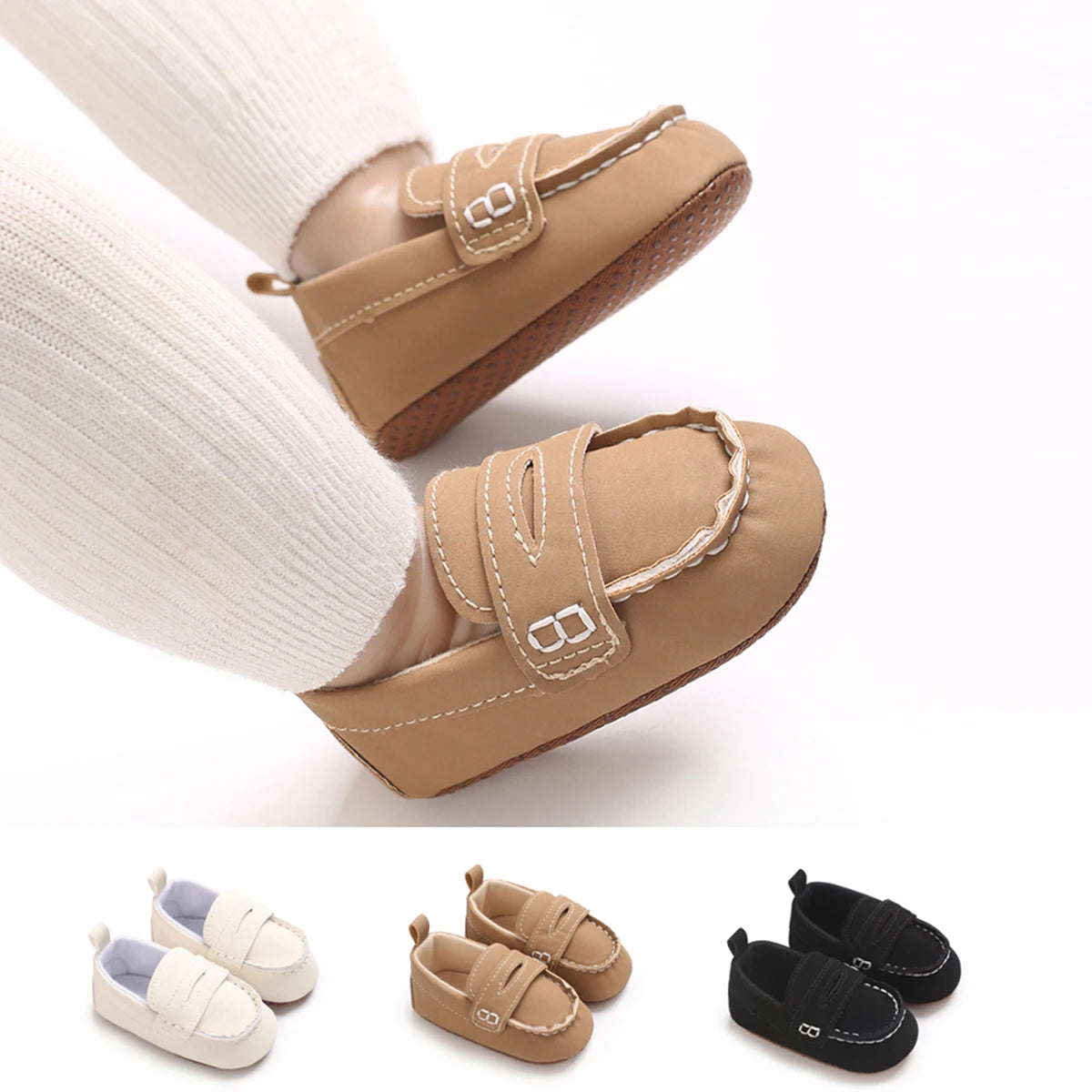 Solid Color Baby Casual Soft Soled Walking Shoes Suitable For 0-1 Year Old Infants And Toddlers Bean Shoes And Forefoot Shoes