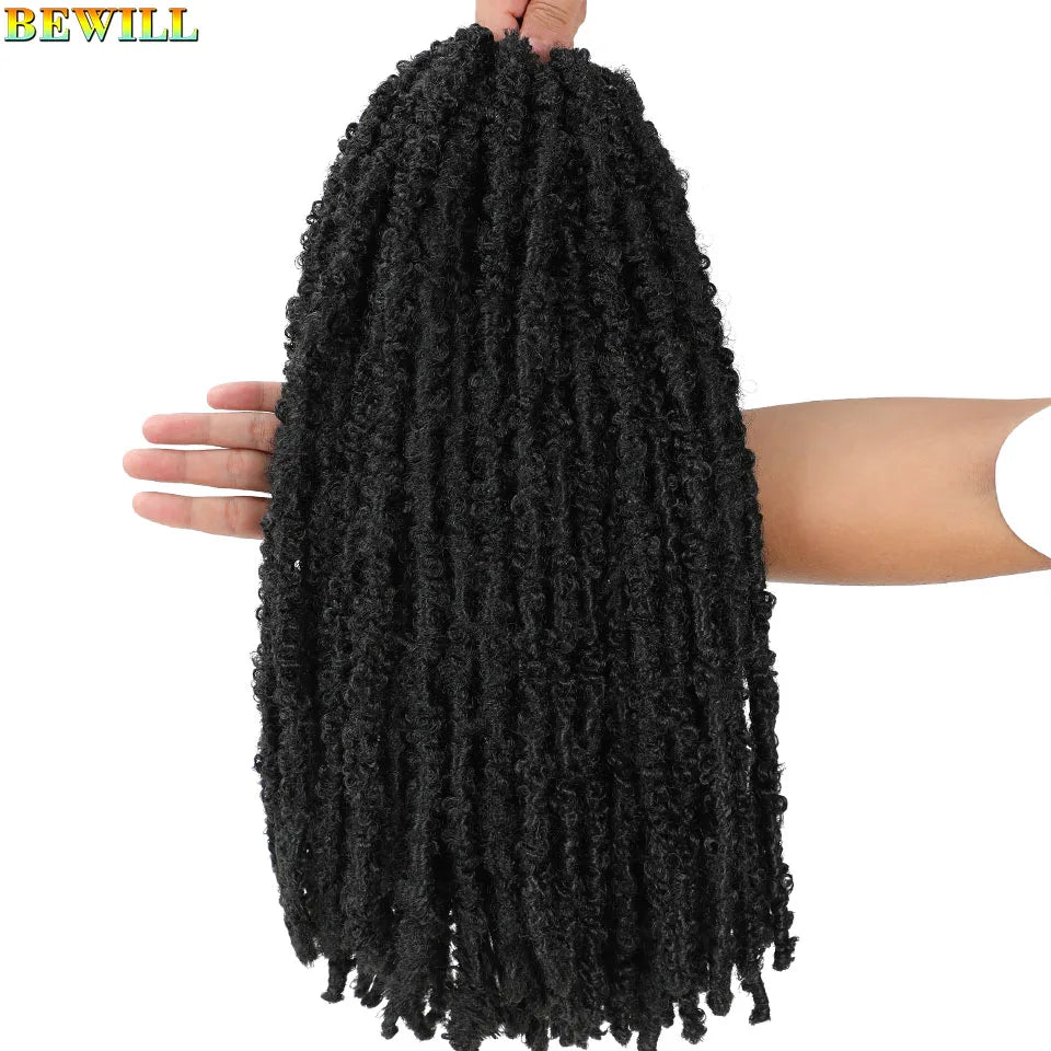 BEWILL 12 14 18 24 Inch Butterfly Locs Crochet Hair Pre-looped Synthetic Distressed Faux Braids Hair Soft Locs Goddess Locs Hair