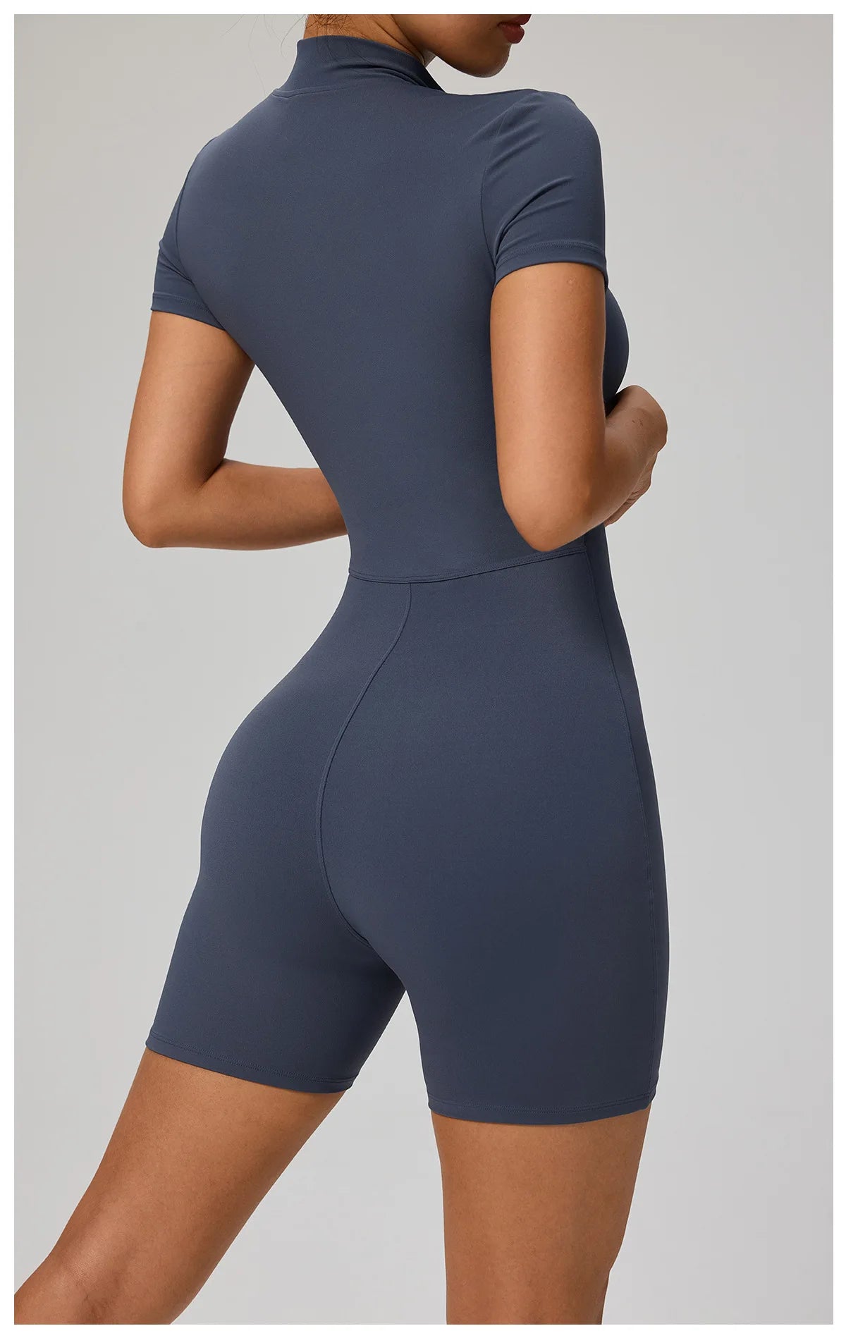 SOISOU Zipper Jumpsuit Women Short Sleeves Clothing Sportswear Woman Gym Yoga Sport Sets Nylon Workout Sets Women Tracksuit