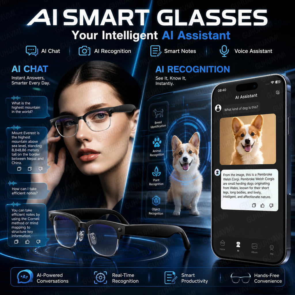 2026 New 8MP 4K HD Smart Glasses Video Photo AI Translation Bluetooth Call Music playback Waterproof Business Sports Sunglasses