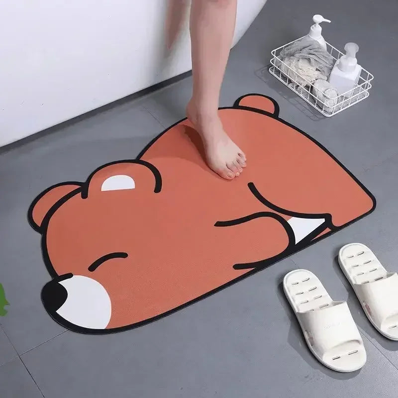 Cartoon Bathroom Bath Mat Super Absorbent Bathroom Rugs Set Non Slip Entrance Doormat Nappa Skin Floor Mats Toilet Carpet