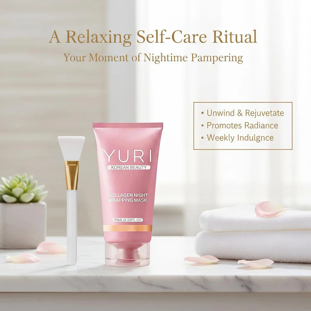 75ml Collagen Overnight Wrapping Peel Off Face Mask Skin Care Night Mask for Reduce Fine Lines Dullness Anti-Aging Skin Car