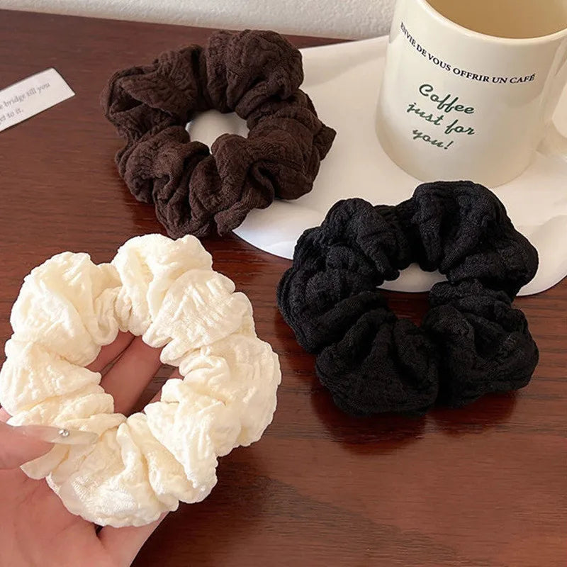 1/3pcs Solid Color Pleated Hair Tie for Women Brown Elegant Daily Wear Hair Ring Fashion Girls Scrunchie Hair Accessories