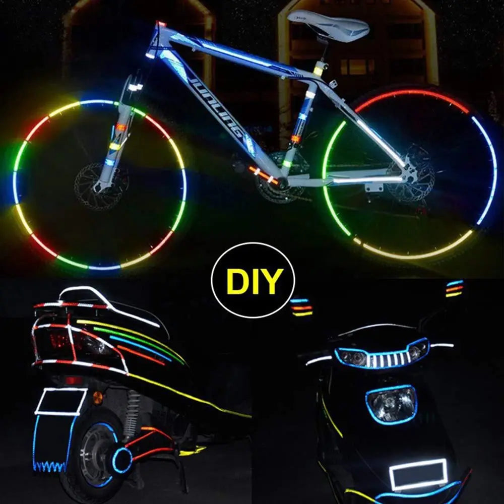 Safety Reflective Stickers Motorcycle Reflective Film Tape For Cycling Warning Strip Bicycle Wheel Decor Bike Reflective Tape