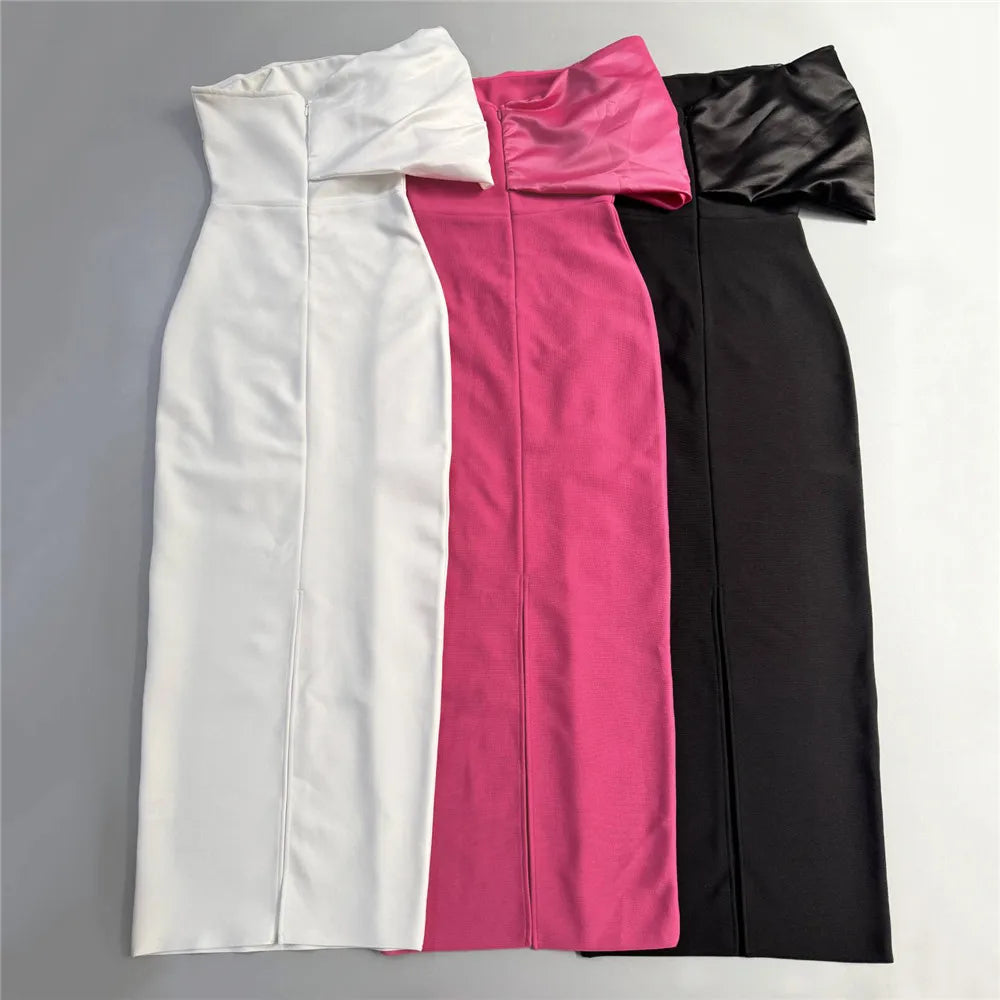 Women Sexy Off Shoulder Bandage Dress Beading Patchwork Clothes Club Party Celebrity Elegant Dresses