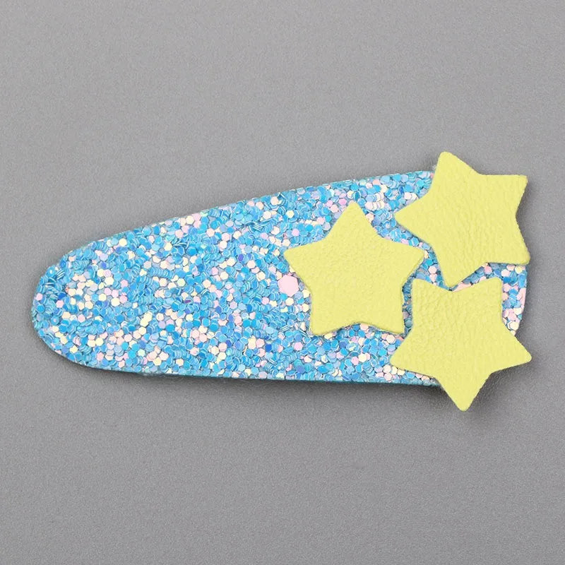 Kids Hair Clips Flocked Glitter Star Snap Clips for Toddlers Girls Soft Front Hair Clips Fall Winter Boho Hair Accessories New
