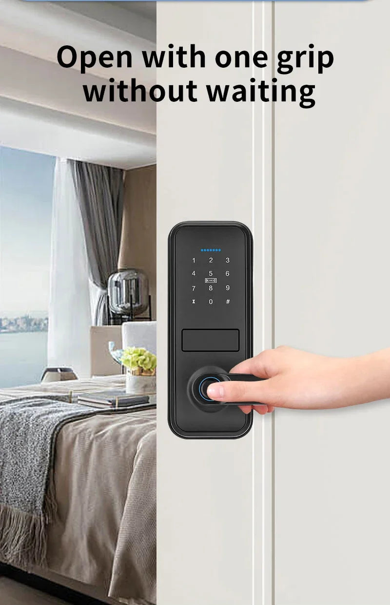 CDOK P13 Smart Biometric Fingerprint Door Lock Electronic Door Lock Tuya/Smartlife App Set Fingerprint/ Password/ Card Unlock