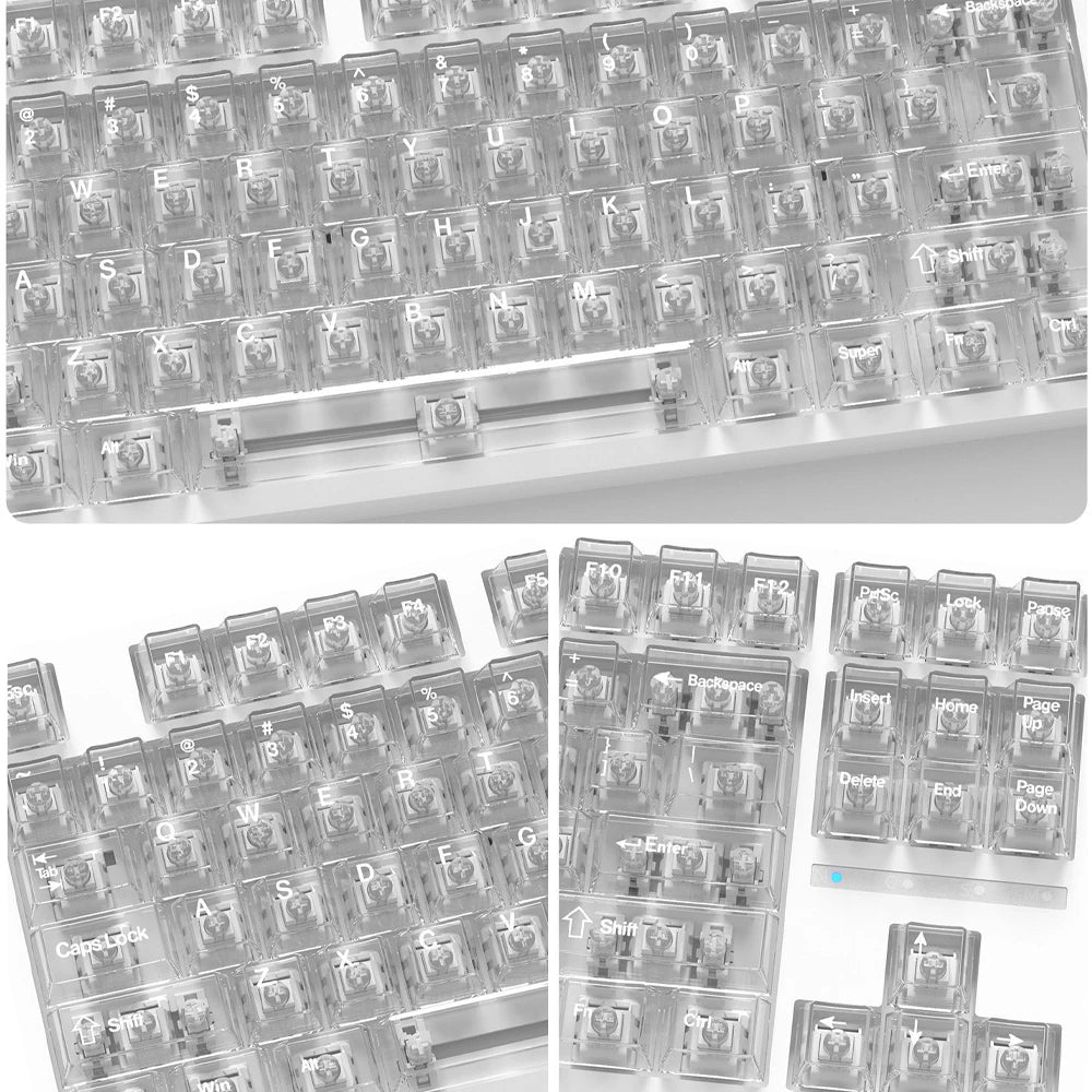 PC Keycaps Clear Transparent & Frosted Translucent White Black Full Set for Mechanical Keyboard 61 68 75 84 87 89 96 98 100 104