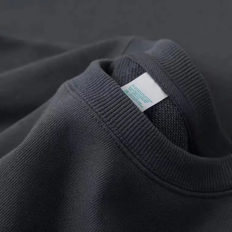 Winter 380g Thicken Warm Undershirt Casual Unisex 100%Cotton T-Shirt Loose Fit and Casual Brushed Fleece Pure Color Sweatshirt