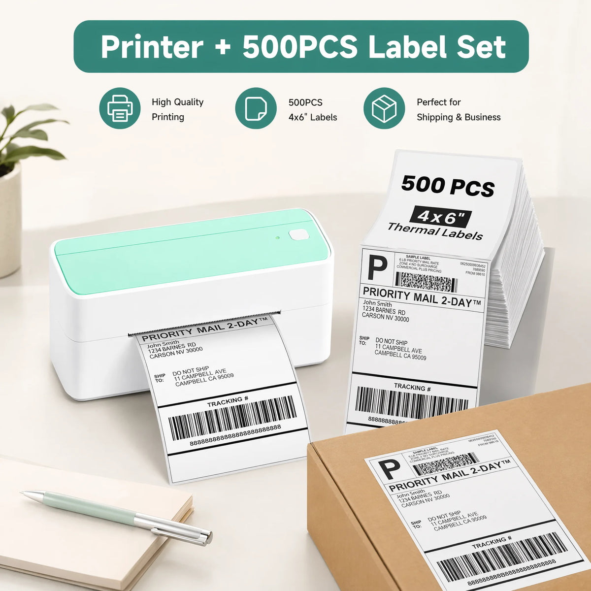 241BT 4X6 Wireless Thermal Label Printer for Small Business, Bluetooth Labels Printers for Shipping Package,