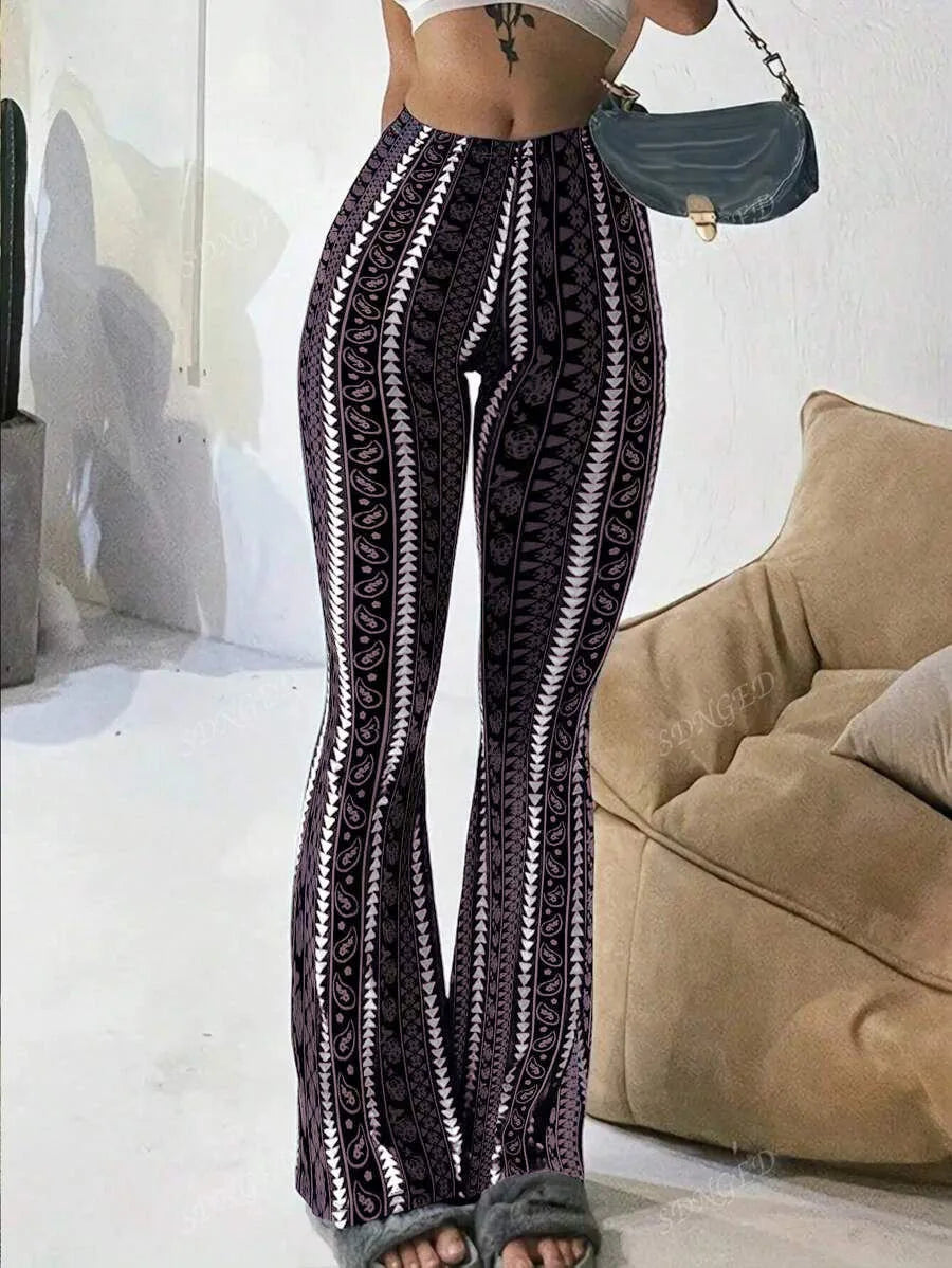 Autumn Winter Y2k Trousers Casual Fashion Long Pants Tight Casual Tight Vintage Sexy Stripe Female Clothes Chic Flare Pants