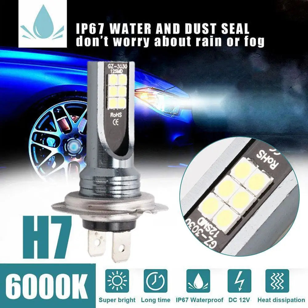 H1/H3/H4/H7/H11 LED Headlight Bulb Beam 12V 12W High Power LED Car Light Headlamp 6000K Auto Headlight Bulbs 12000LM