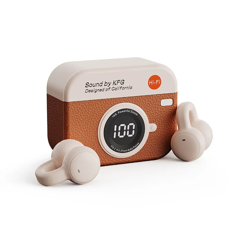 Noise Canceling Clip-On Bluetooth 5.3 Wireless Earbuds HD Microphone Stereo Sound Portable Headphones for Sports Gaming With Mic