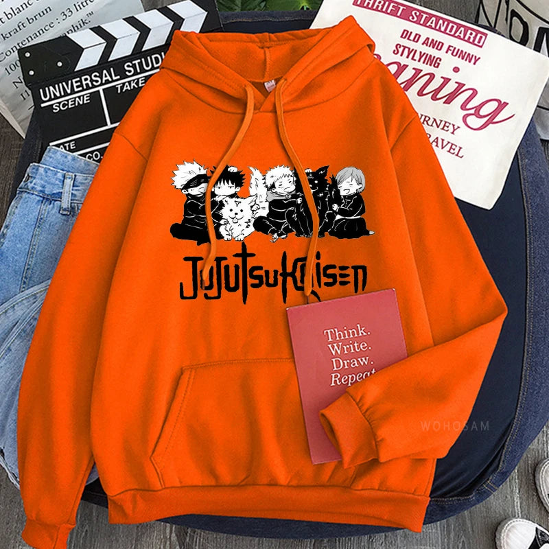 Jujutsu Kaisen Anime Hooded Itadori Yuji And Satoru Gojo Printed Men Women Patchwork Hoodies Manga Sweatshirt Harajuku Pullover