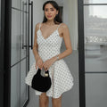 Typhaland Elegant Polka Dot Sling Dress for Women Fashion Sleeveless High Waist Mini Dress 2026 New Summer Vacation Clothes