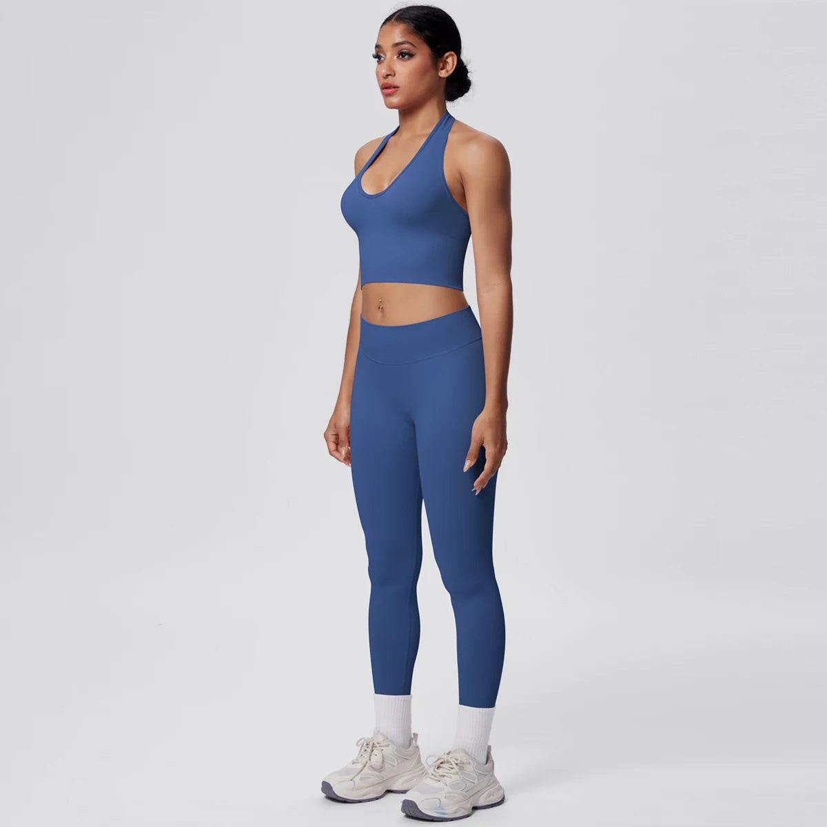 Rooftrellen 2PCS/set Women Gym Sports Yoga Set Breathable Shockproof Workout Top Backless Bra Push Up Fitness Pants Yoga Set