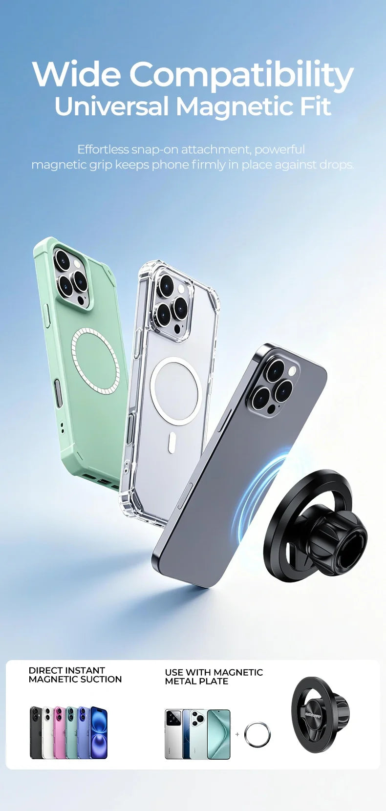 For MagSafe Magnetic Car Phone Holder Accessories Magnet Base for 17mm Ball Head Car Mobile Cellphone Stand Mount GPS Brackets