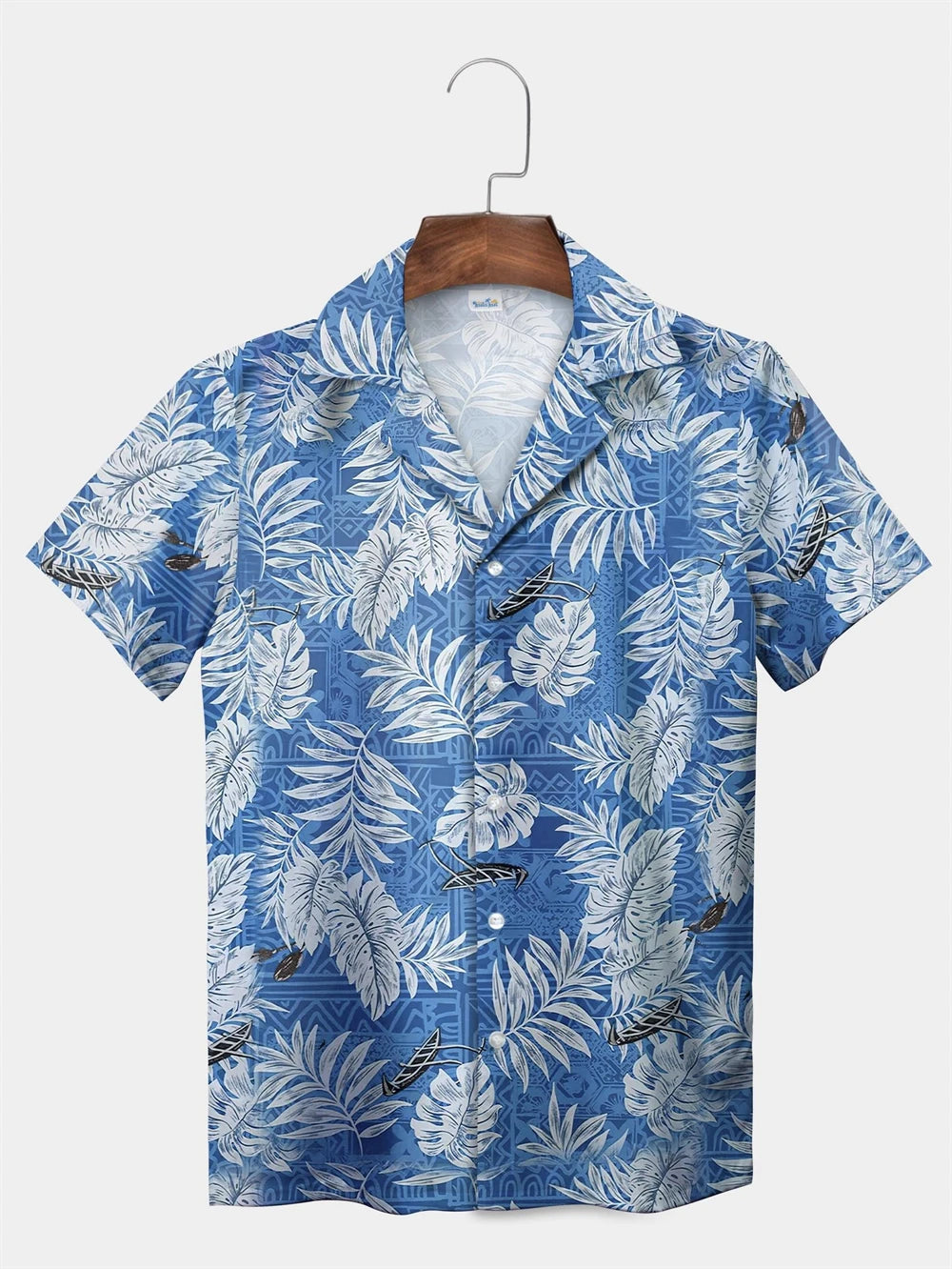 Tropical Plant Leaves Palm Tree Leaves Casual Shirt Botanical Print Light Color Shirt Pattern Men's Short Sleeve Hawaiian Shirts