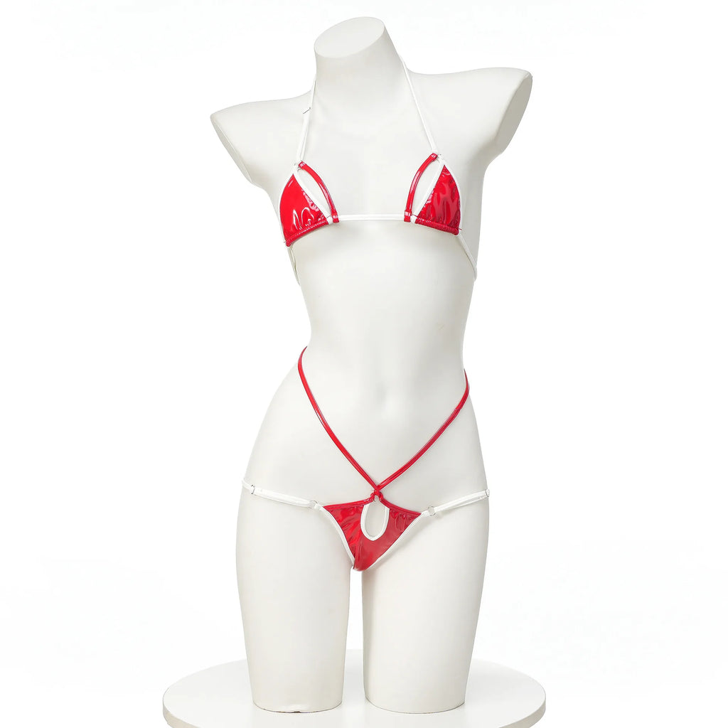 Anime Comics Girl Leather Bikini Sets 2024 New Women Sexy Two-piece Thong swimsuit Bathing Suit Cute Bikini Maid Cosplay Costume