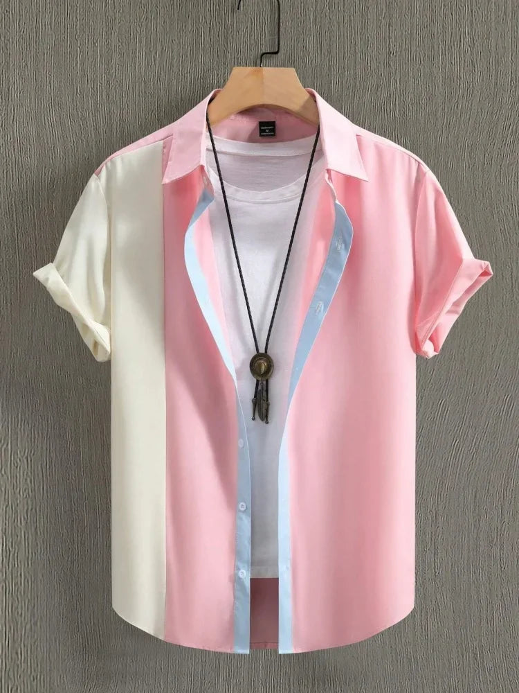 Men's Shirt Summer Clothing Gradient Design Graphic 3D Print Shirts Short Sleeve Tops Streetwear Loose Casual Hawaiian Shirts