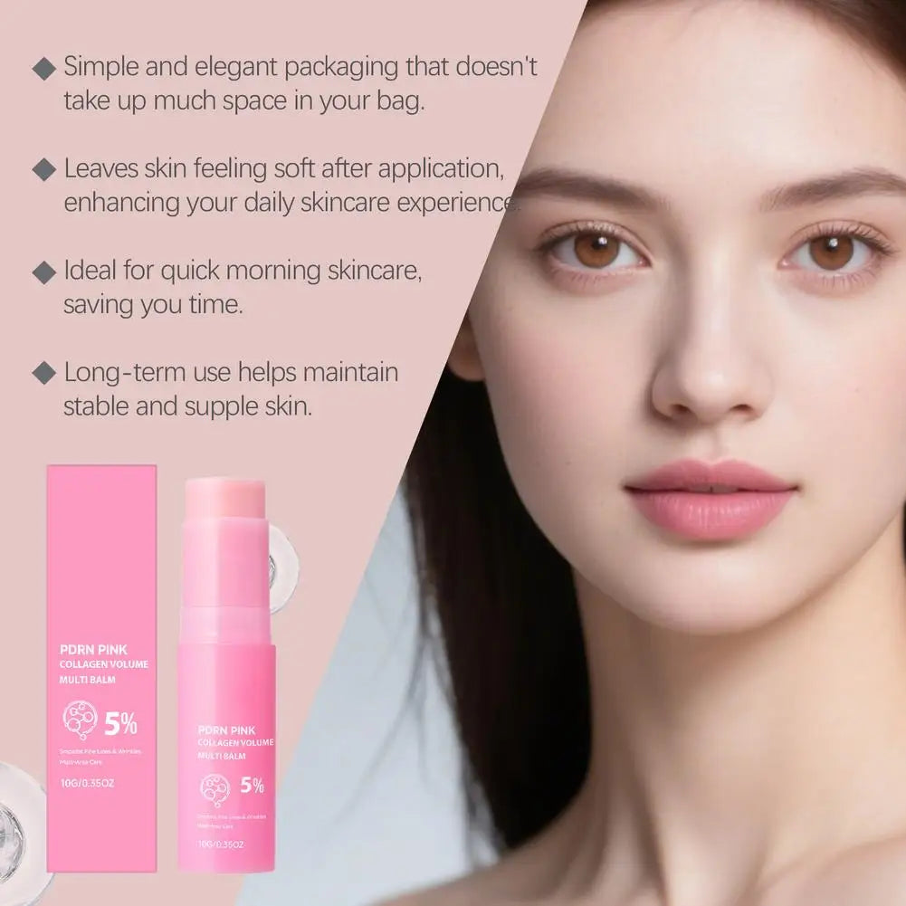 PDRN Pink Collagen Multi Balm, Fine Line Smoothing Skin Deep Hydrating & Plumping Moisturizer, Lightweight Serum