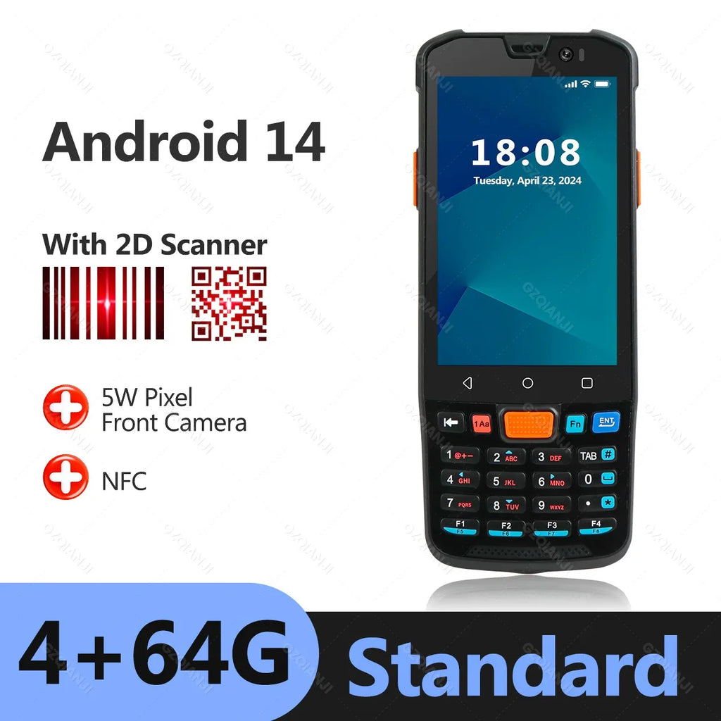 4G64 PDA Android Handheld Terminal Bluetooth Barcode Scanner 1D 2D QR Portable Data Collector Terminal Device With 4G GPS 3G32G