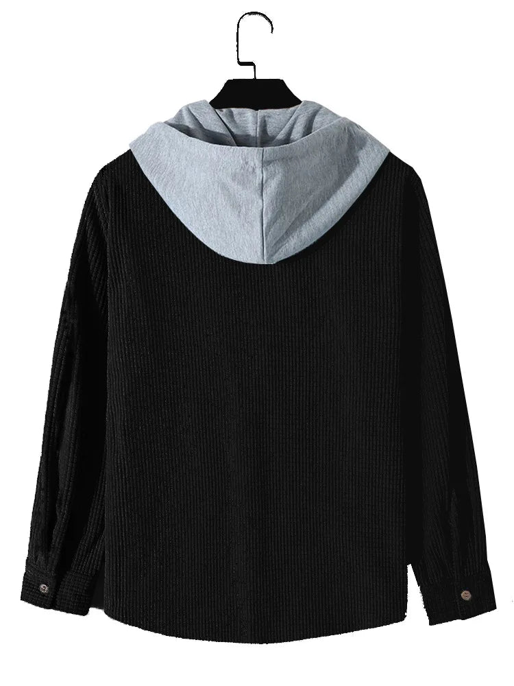 Men Cardigan Single Breasted Hoodies Hooded Sweatshirts Spliced Button Long Sleeve Outerwear Casual Sports Pockets Loose